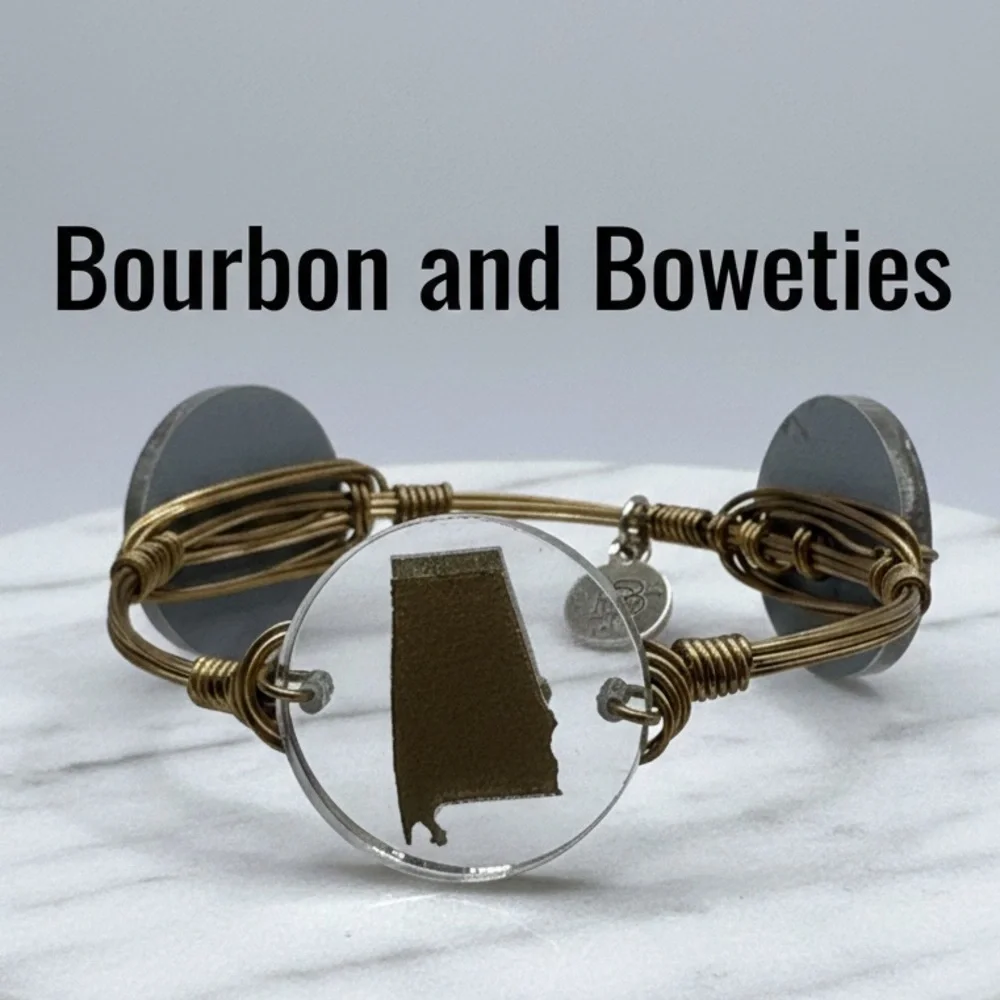 Bourbon and Boweties Alabama State Wire Wrapped Bangle Bracelet Handmade